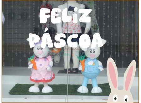 ADESIVO PARA VITRINE DE PÁSCOA COM COLELHO